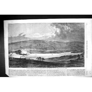 Antique Print of 1864 Floods Sheffield View Bradfield