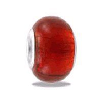Bright Red Jade Stone European/Memory Charm Double