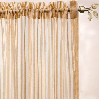 108 Long Hudson Stripe Flocked Sheer Voile Curtain Panel