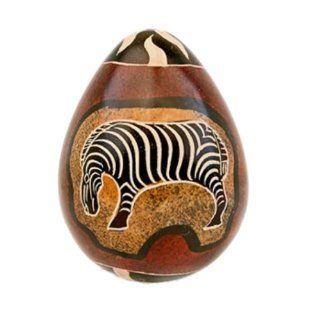 Zebra Design Stone Egg Sculpture African Art Home