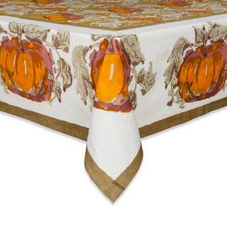  Pumpkin Tablecloth, 71 by 106 Inch, Orange/Green