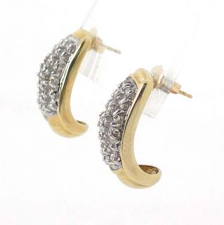 Stylish 10K Gold Diamonds Huggie Dangle Earrings