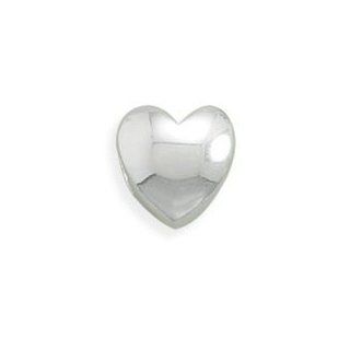 Polished Heart Story Bead Slide on Charm Sterling Silver Jewelry