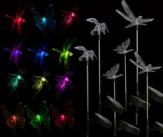 Lot Garden Yard Solar Powered Light Up Lights Hummingbird Dragonfly