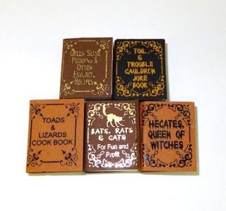  Piece Halloween Witches Humor Book Set #1 Handcrafted Miniatures