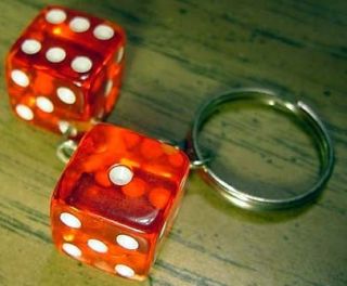 Transparent Red Double Dice Keychain 9