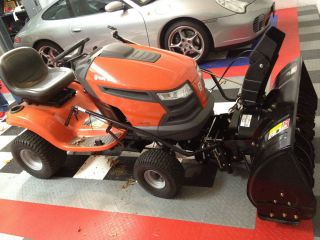 Husqvarna Tractor Mower with 42 Snow Thrower Attachment