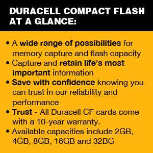Duracell 32 GB 133x USB 2.0 Compact Flash Card DU CF 32G R
