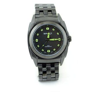 Nemesis #ST081G Mens Stainless Steel Cuff Grey Dial with Green