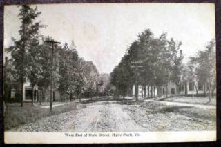 Hyde Park VT 1910 Main St Early RARE PC Dirt Street