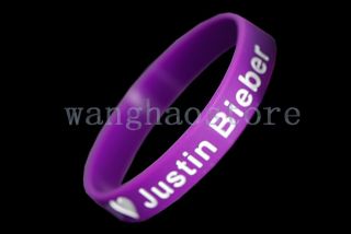  Purple I Love Justin Bieber Wrist Band Fans Bracelet Rubber Silicone