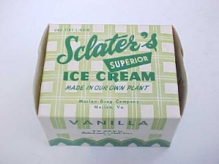 1950 Ice Cream Paper Container Sclaters Maion Drug Co