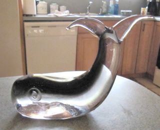 Gorgeous Heavy Arte Icet Murano Whale Black and Clear