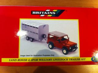 Britains Ertl 42128 Land Rover Ifor Williams Livestock Trailer Set