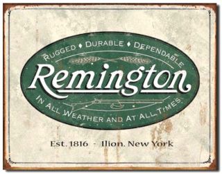  Look Remington Logo Rusty Tin Sign Est 1816 Ilion New York