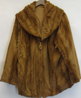IMAN Reversible Faux Mink Fur to Twill Jacket Camel Beige Sz 2X New