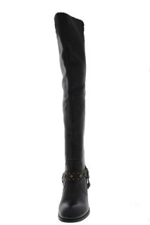 Miz Mooz New Imogene Black Leather Studded Harness Over The Knee Boots