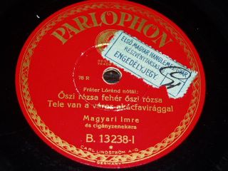 Hungary 78 RPM Record Parlophon Magyari Imre RARE
