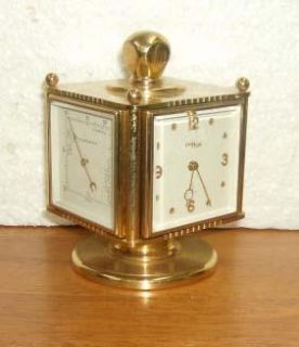 Quality Swiss Imhof Rotating Desk Clock Weather Station Working Gold