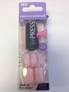 Kiss Impress Press on Manicure Medium Length 24 Nail Covers 12 Sizes