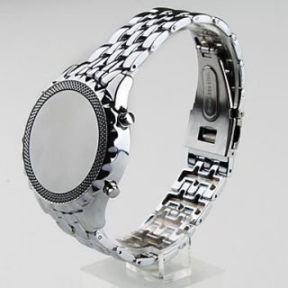 USD $ 11.19   Blue LED Mirror Watch with Silver Metal Strap,