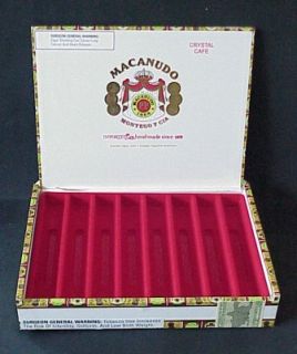 Crystal Cafe Macanudo Wood Cigar Box Made in Dominican Republic