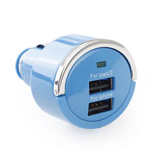 USB Power Adapter Car Charger für iPhone und iPad (blau, DC 12 ~ 24V