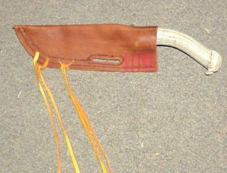 Indian Knife Leather Handpainted Sheath Antler Handle