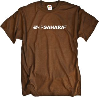  brown t shirt in cool cotton with white Air Sahara airlines logo