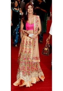 Indian Bollywood Designer Saree Shilpa Sheety Lehenga Style Saree