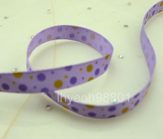  Meters Grosgrain Polka Dot Ribbon Purple with width of 10mm 3 8 inches