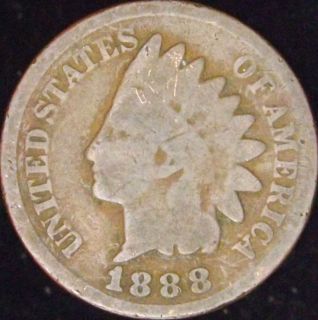 1888 P Good Indian Head Cent 