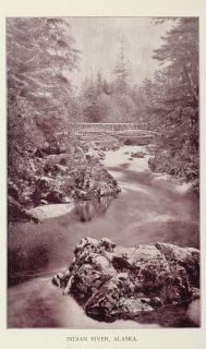 1893 Duotone Print Indian River Kaasda Heen Alaska Buel Original