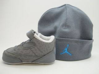  ] Infants Crib Air Jordan 3 Retro Grey Flip Soft Bottom Gift Pack Cap