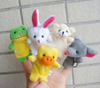  5X Animal Finger Puppet Baby Toys Plush Toys Soft Puppy 232
