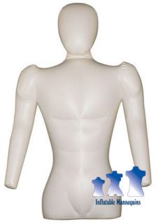 Inflatable Mannequin Male Torso w Head Arms Ivory