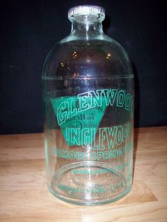 Vintage Glenwood Inglewood Glass Water Bottle Container w/ Cap1/2 Half