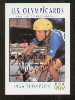 Inga Thompson Signed Autograph Auto 1992 Impel US Olympic Trading Card