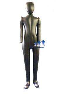 Inflatable Child Mannequin Full Size with Head Arms Matte Black