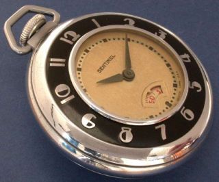 Art Deco Ingraham Sentinel Travel Pocket Watch Boxed C1920