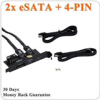 Dual Internal SATA to External 2X eSATA 4pin Power Ports PCI Bracket w