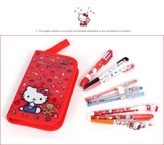 Hello Kitty Zipper Case Writing Instruments Set Pens Mechanical Pencil