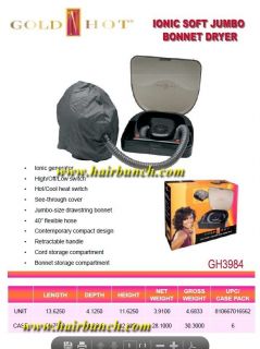 Gold N Hot GH3984 Ionic Soft Jumbo Bonnet Hair Dryer