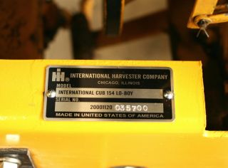IH Cub 154 Lo Boy Restoration Aluminium ID Plate with Your Serial