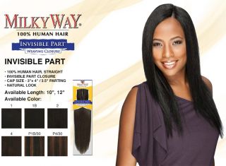 SNG Milkyway 100 Human Hair Invisible Part Weaving Closure 1 1B 10 12