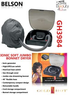 New Belson Gold N Hot Ionic Soft Jumbo Bonnet Hair Dryer GH3984