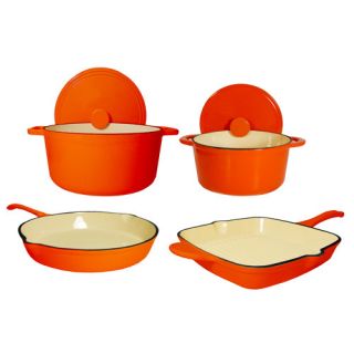 Piece Enamel Cast Iron Orange Cookware Cooking Set