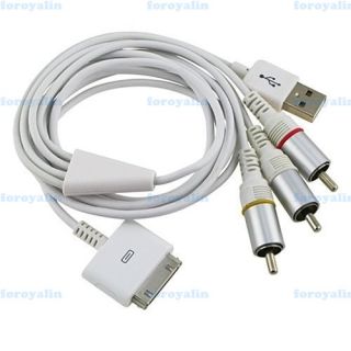  Out Video+USB Charge Cable fr Apple iPad 3&2&1 iPhone4S iPod iOS 5.1.1