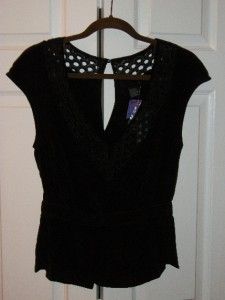 NWT$140 Isabel Lu Black 100 Silk Dressy Blouse Top M