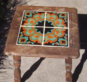 Antique Vintage Taylor Catalina Island 4 Tile Table California Pottery